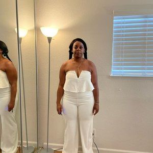 XL White sleeveless jumpsuit